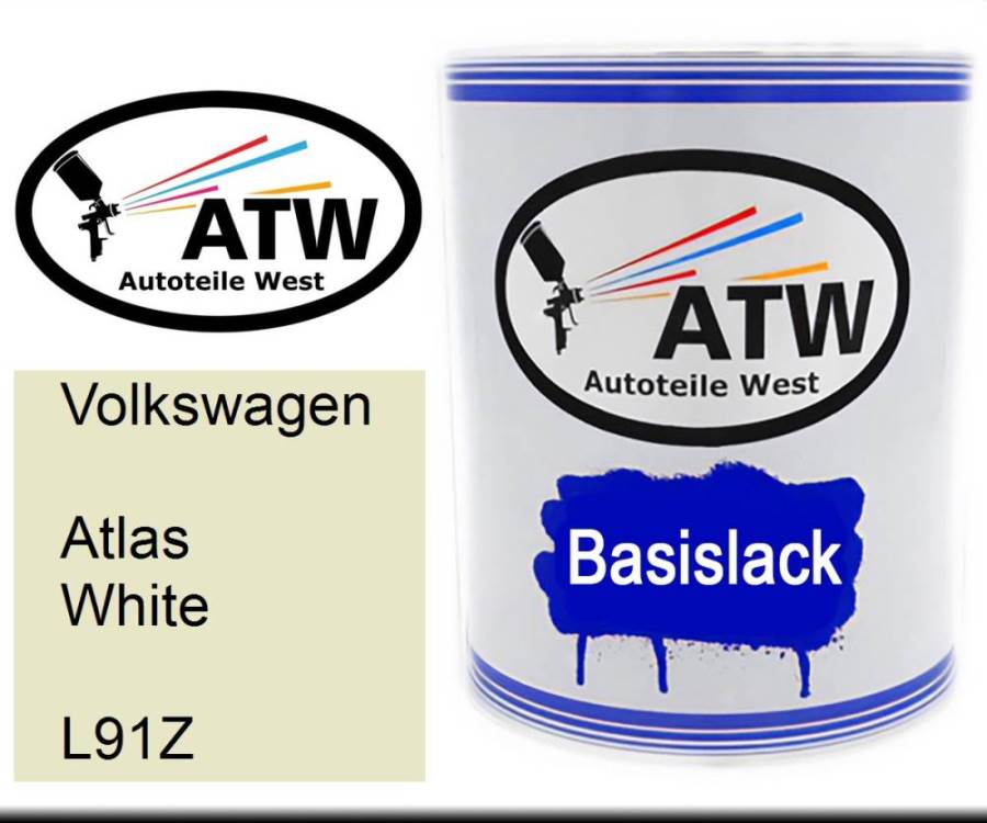 Volkswagen, Atlas White, L91Z: 1L Lackdose, von ATW Autoteile West.